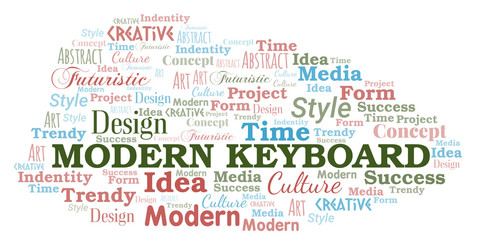 Modern Keyboard word cloud. Wordcloud made with text only.