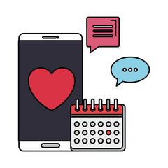 smartphone with calendar and heart