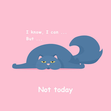 fat tired cat. Not today. Vector illustration eps 10