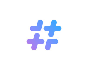 Hashtag symbol cross plus logo icon design template elements