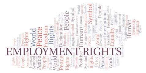 Employment Rights word cloud. Wordcloud made with text only.