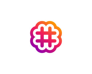 Hashtag symbol logo icon design with flower shape