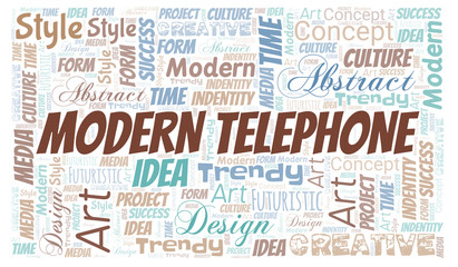 Obraz premium Modern Telephone word cloud. Wordcloud made with text only.
