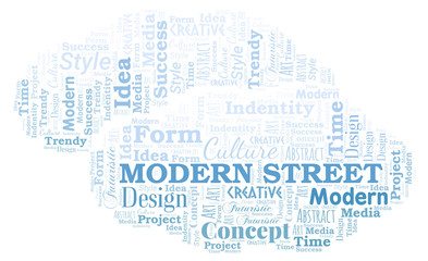 Fototapeta na wymiar Modern Street word cloud. Wordcloud made with text only.