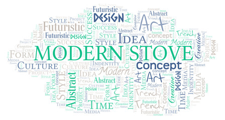 Fototapeta premium Modern Stove word cloud. Wordcloud made with text only.