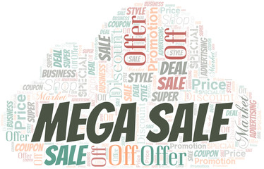Mega Sale Word Cloud. Wordcloud Made With Text.