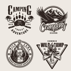 Fototapeta premium Vintage summer outdoor adventure emblems