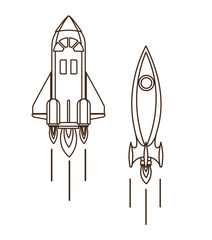 rockets taking off in white background