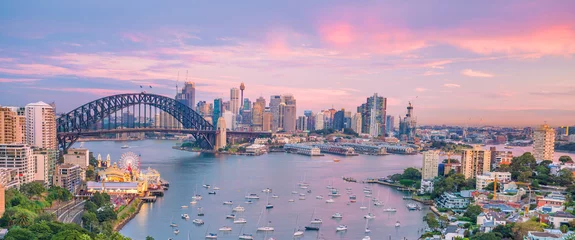 Keuken foto achterwand Sydney Harbour Bridge Skyline van de binnenstad van Sydney in Australië