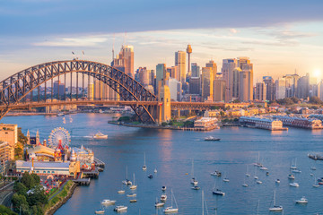 Downtown Sydney skyline in Australia - obrazy, fototapety, plakaty