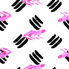 Hand painted watercolor stain seamless pattern. Black and purple stains isolated on white background. Perfect for teen textile, card, wrap and other design