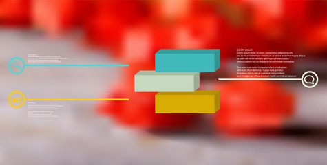 3D illustration infographic template with embossed cube divided to three shifted parts