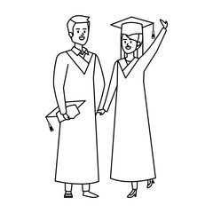 young couple students graduated celebrating