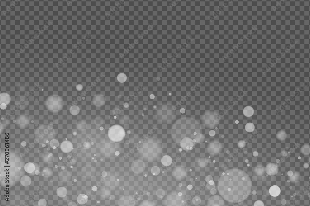 Poster light effect. abstract lights bokeh isolated on transparent background. white glowing. snowfall effe