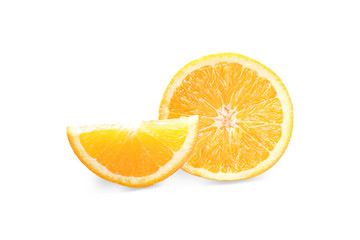 Freshness juicy orange slices isolated on white background