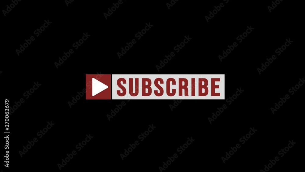 Poster dark red animated subscribe button animation for youtube or other social media.