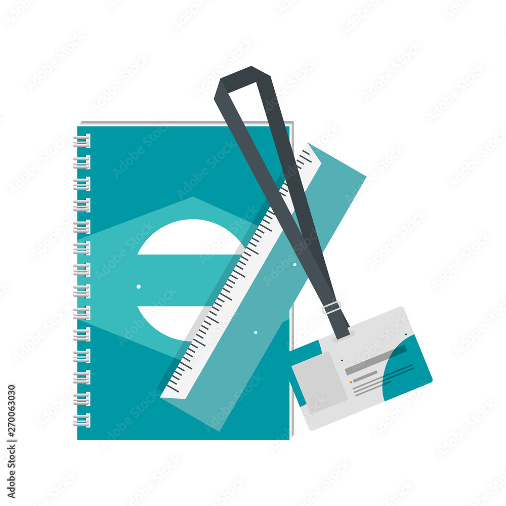 Poster notepad and rule ,document with company emblem print