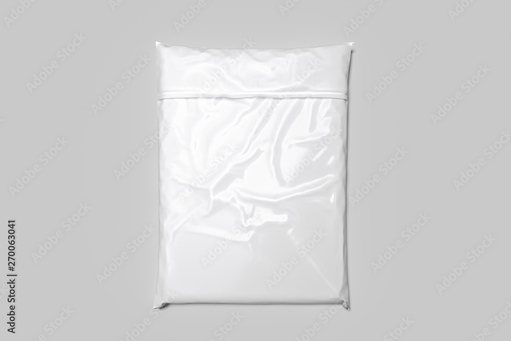 Poster white packet on white background. 3d rendering. copy space. empty space.