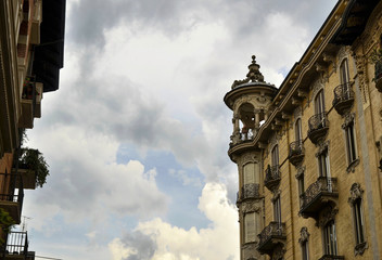 Fototapeta na wymiar Art Nouveau houses in Turin