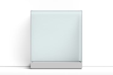 Modern Showcase with glass and empty space on white background. 3d rendering.