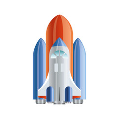 rocket flying with white background