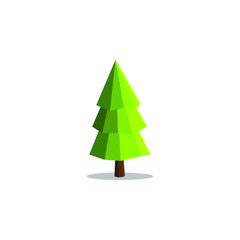 Modern Abstract Polygon Geometric Tree vector Illustrations with 3d low poly look flat shades of green color