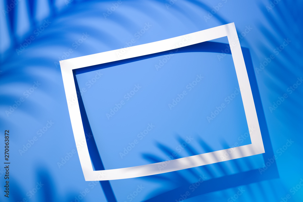 Poster empty sticker frame with blank empty space and tropical plant . 3d rendering.