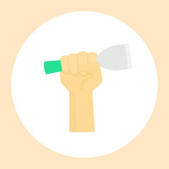 Image of a hand holding a tool for various repairs. Vector illustration
