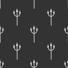 Black and white pattern. Seamless pattern with a trident. It belongs to the devil, or to the Poseidon