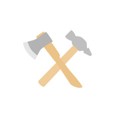 Brand logo for repair and construction companies. Crossed ax and hammer.