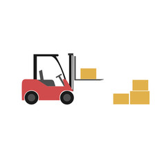 Forklift truck icon. Transportation of cargo and boxes in the warehouse. Vector  illustration