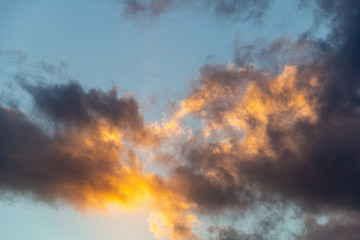 dramatic sky with clouds at sunset