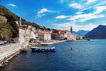 Panorama of Perast town in Montenegro