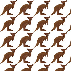 A mother kangaroo with her cub inside the pouch. Cartoon vector style.