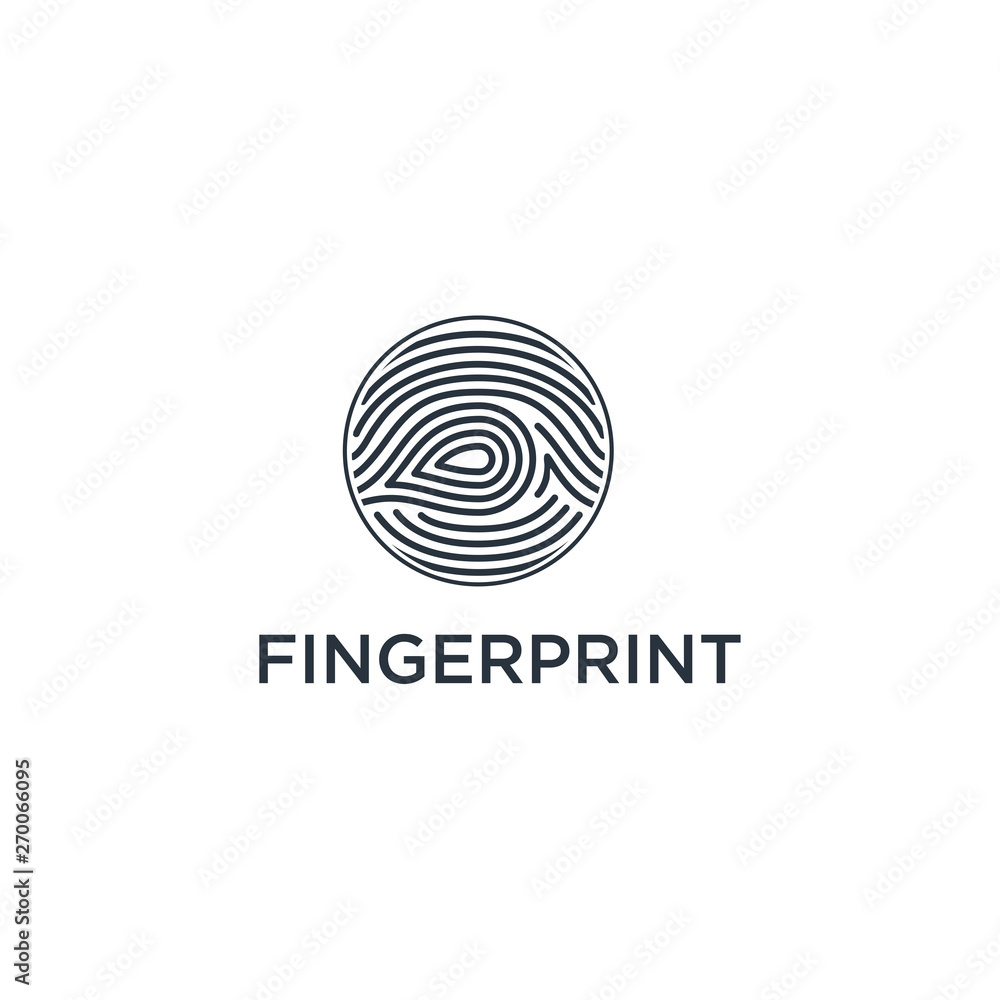Poster creative fingerprint logo. minimalistic design element. vector icon
