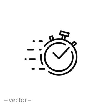 quick time icon, fast deadline, rapid line symbol on white background - editable stroke vector illustration eps10