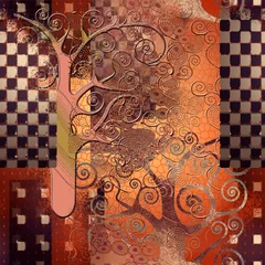 Papier Peint photo Pour elle Modèle sans couture dans le style de Klimt. Convient pour le tissu, le papier d& 39 emballage et autres