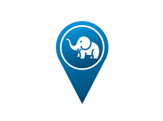 Cute elephant with Hose up and horns logo vector design in the shape