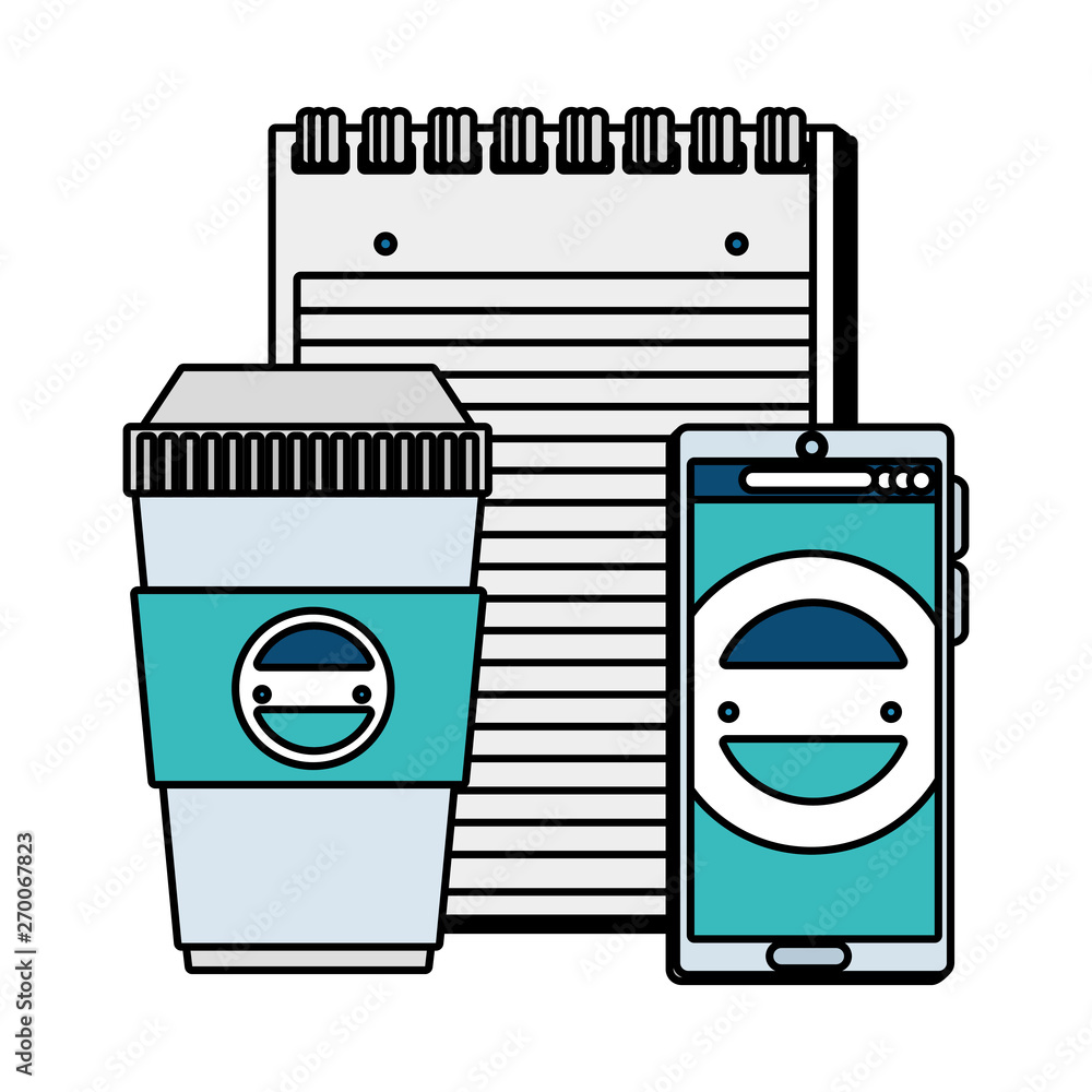 Poster container and notepad and cellphone with company emblem