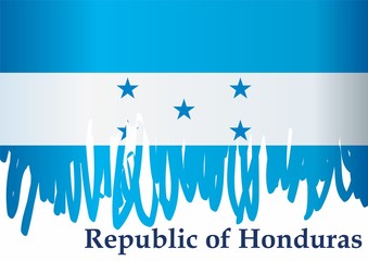Flag of Honduras, Republic of Honduras. Template for award design, an official document with the flag of Honduras. Bright, colorful vector illustration.