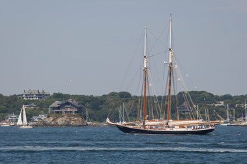 Fototapeta na wymiar Schooner Sailing on Newport Bay - Rhode Island