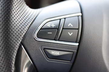 Audio controls on vehicle steering wheel