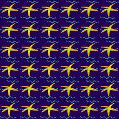 pattern con stelle marine su sfondo blu
