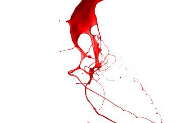 Red paint splash isolated on white background.