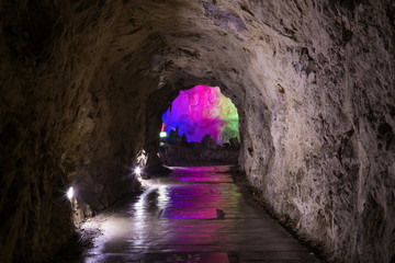 A dark, deserted underground tunnel