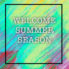 Welcome Summer Season Banner With Abstract Painting Effect Background
