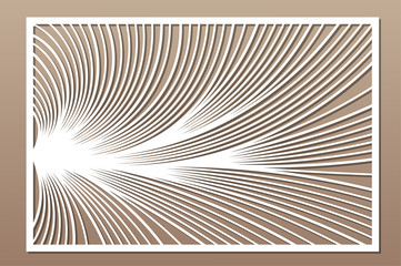Decorative card for cutting. Abstract linear pattern. Laser cut panel. Ratio 2:3. Vector illustration.