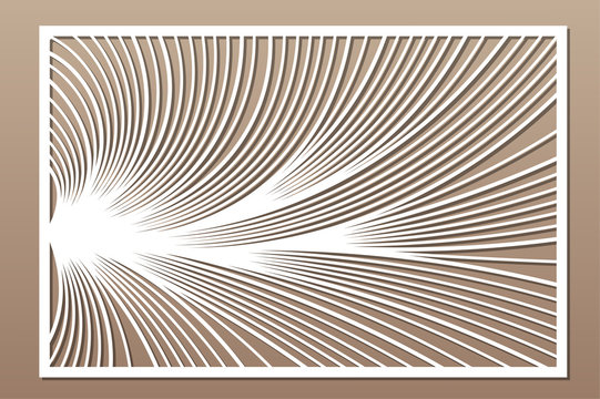 Decorative card for cutting. Abstract linear pattern. Laser cut panel. Ratio 2:3. Vector illustration.