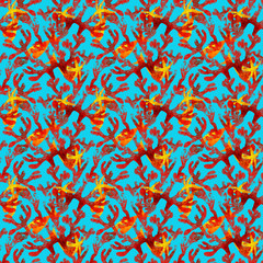 Pattern fondale marino con coralli e stelle marine © sommaria