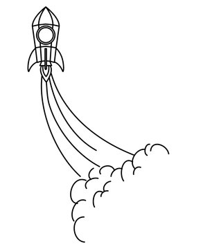 recommend clip art: rocket taking off in white background